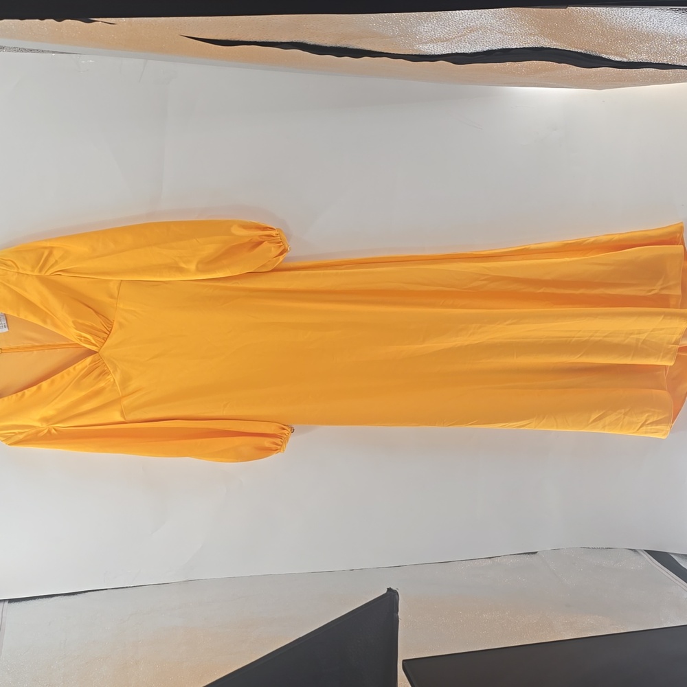 Mac Duggal Elegant Yellow Long Sleeve Dress - Picture 6 of 10